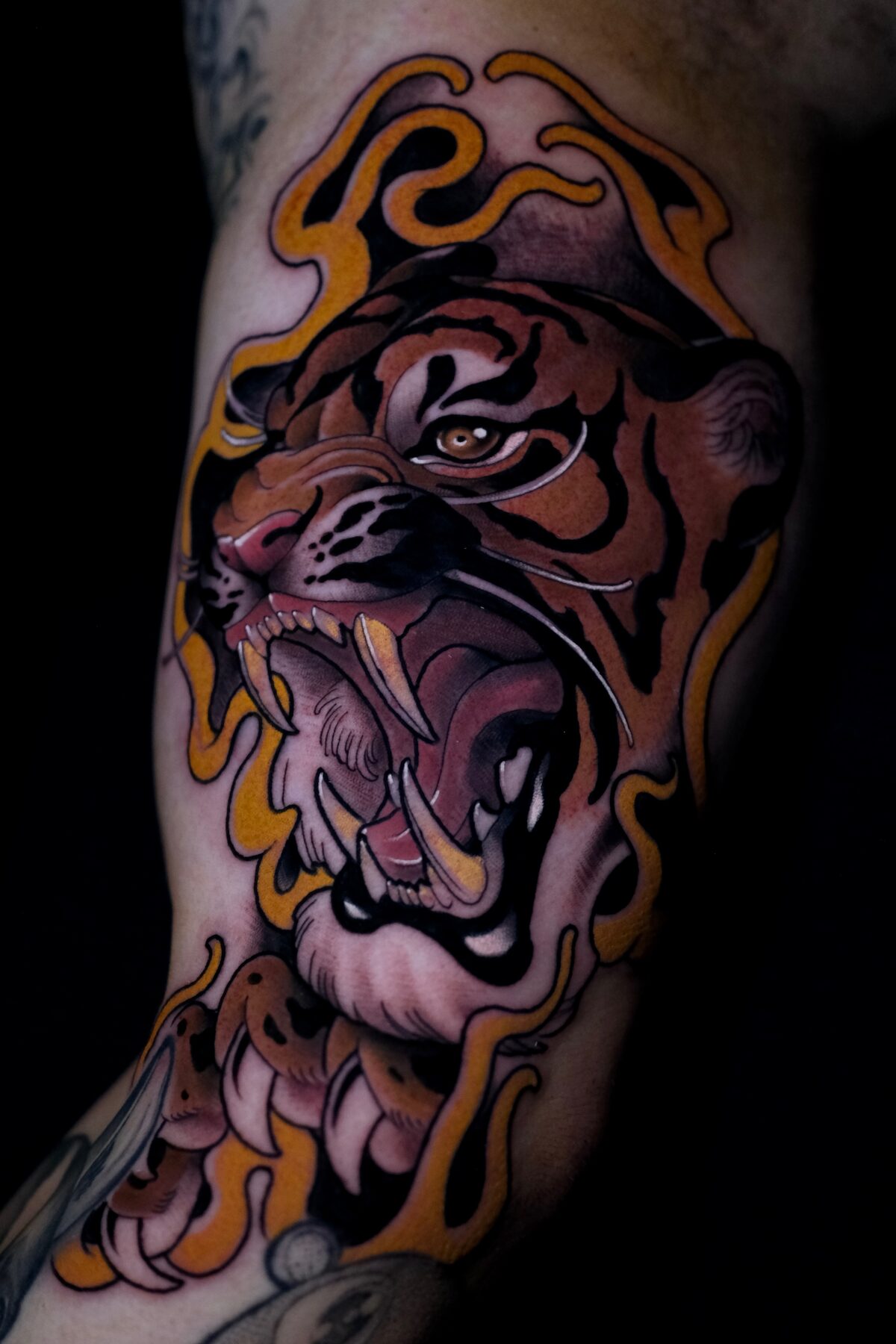 Neotraditional tiger tattoo by Stefan Klüver